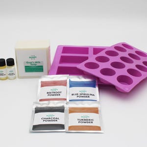 The Soapy Biz Everyday Artisan Soap Making Kit – 11-Piece DIY Goat Milk Soap Kit with Molds, Oils & Natural Powders