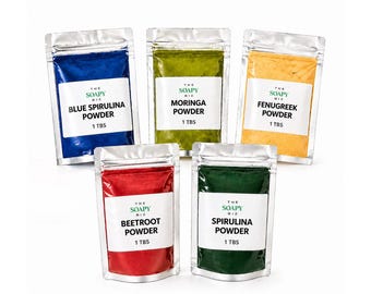 Superfood Soap Powders Set - Blue Spirulina, Moringa, Fenugreek, Beetroot, Spirulina, Melt and Pour, Handmade Kit