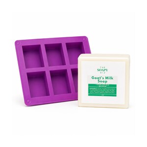 Goat’s Milk Soap Base & 6 Cavity Silicone Mold, 1 LB Melt and Pour Soap, DIY, Handmade, Kit for Beginners
