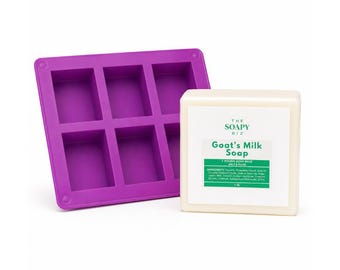 Geitenmelkzeepbasis en siliconen mal met 6 holtes, 1 pond smelt- en gietzeep, doe-het-zelf, handgemaakt, kit voor beginners