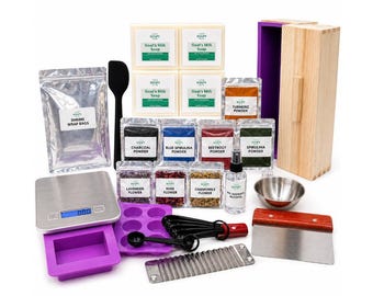 35 Piece Ultimate Melt & Pour Soap Making Kit - Goat’s Milk Base, Soap Mold, Cutter, Scale, Oils, Powders, Tools, Handmade DIY