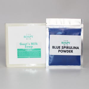The Soapy Biz Blue Radiance Soap Making Kit – Goat Milk Base & Blue Spirulina | DIY Natural Soap Kit | Makes 4–6 Bars