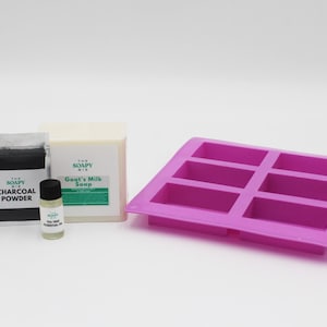 The Soapy Biz Soap Making Kit – Charcoal and Tea Tree | DIY Goat Milk Soap Base, Essential Oil, Powder & Mold | Handmade Soap Craft Supplies