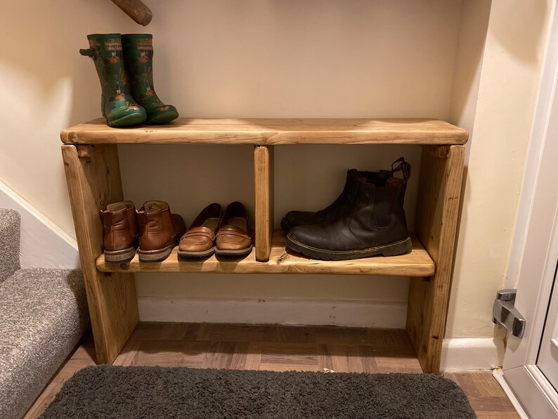 Boot/ Shoe Rack Rustic Solid Wood Hallway Shelf Reclaimed Etsy UK