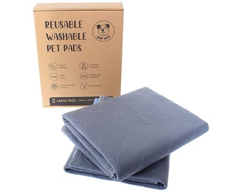 Two Pack of Reusable, Washable, Pet Pads in Grey, 4 Absorbency Layers + Slip Resistant Backing, For Training + Incontinence