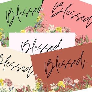 Blessed Floral Design Digital Ephemera, Thanksgiving, Couleurs multiples, 5 variations dans le pack