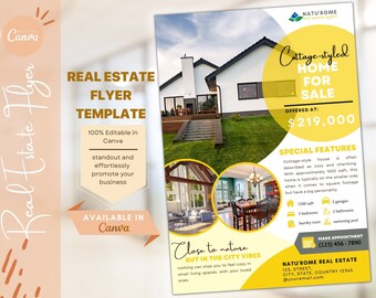 Real Estate Flyer Template | Open House, Just Listed Flyer | Realtor Marketing | Real Estate Marketing | 100% editable in Canva