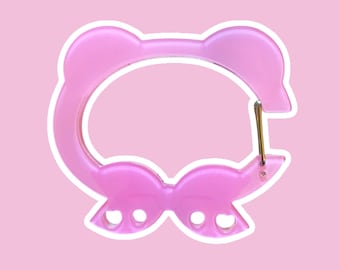 Sakura Bear Head Carabiner | Trinket Holder | Bag Charm