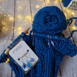 3 marcadores de punto hechos a mano: marcadores de punto de vidrio únicos para tejer y hacer crochet