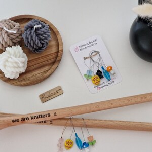 5 Handmade Stitch Markers - unique glass stitch markers for knitting & crochet