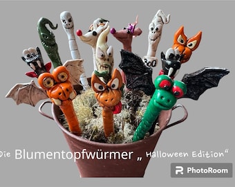 Flowerpot worm "Halloween Edition", worm, figure, funny, pot plug, plant plug, suitable for outdoor use, great decoration for the garden and pots