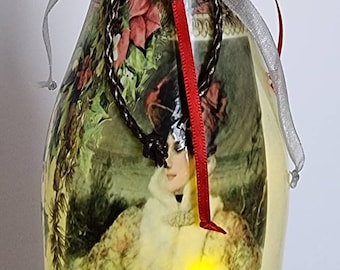 Flasche / Vase (Upcycling), weihnachtlich gestaltet, mit Beleuchtung, tolle Deko oder Geschenk