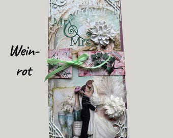 Piękna kartka na ślub, małżeństwo, zaślubiny, ceremonię zaślubin, parę młodą, uroczystość, wspaniały prezent, pieniężny lub prezent w formie bonu podarunkowego, wyjątkowy