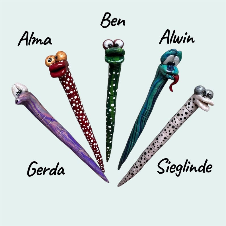 Flowerpot worm, worm, figurine, funny, pot stake, plant stake, suitable for outdoor use, great decoration for the garden and pots image 5