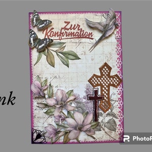 Wunderschöne Konfirmationskarten, Gratulationskarten zur Konfirmation, mit Umschlag für Geld- oder Gutscheingeschenk, vintage, 21cm x 14,8cm