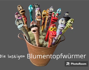 Blumentopfwurm, Wurm, Figur, lustig, Topfstecker, Pflanzstecker, outdoor geeignet, tolle Deko für den Garten und Töpfe