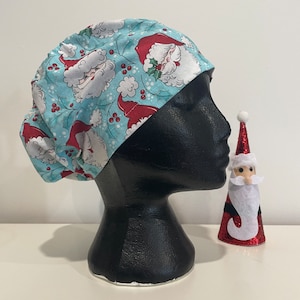 Scrub Hat. Theatre Cap. CHRISTMAS. Santa with a side of glitter