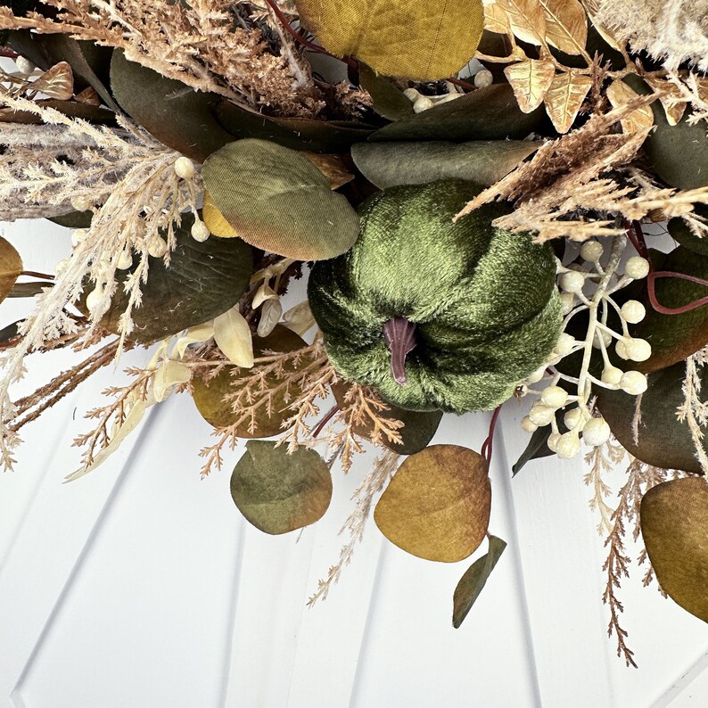 Neutral Boho Eucalyptus Fall Foliage Wreath for Front Door, Autumn ...