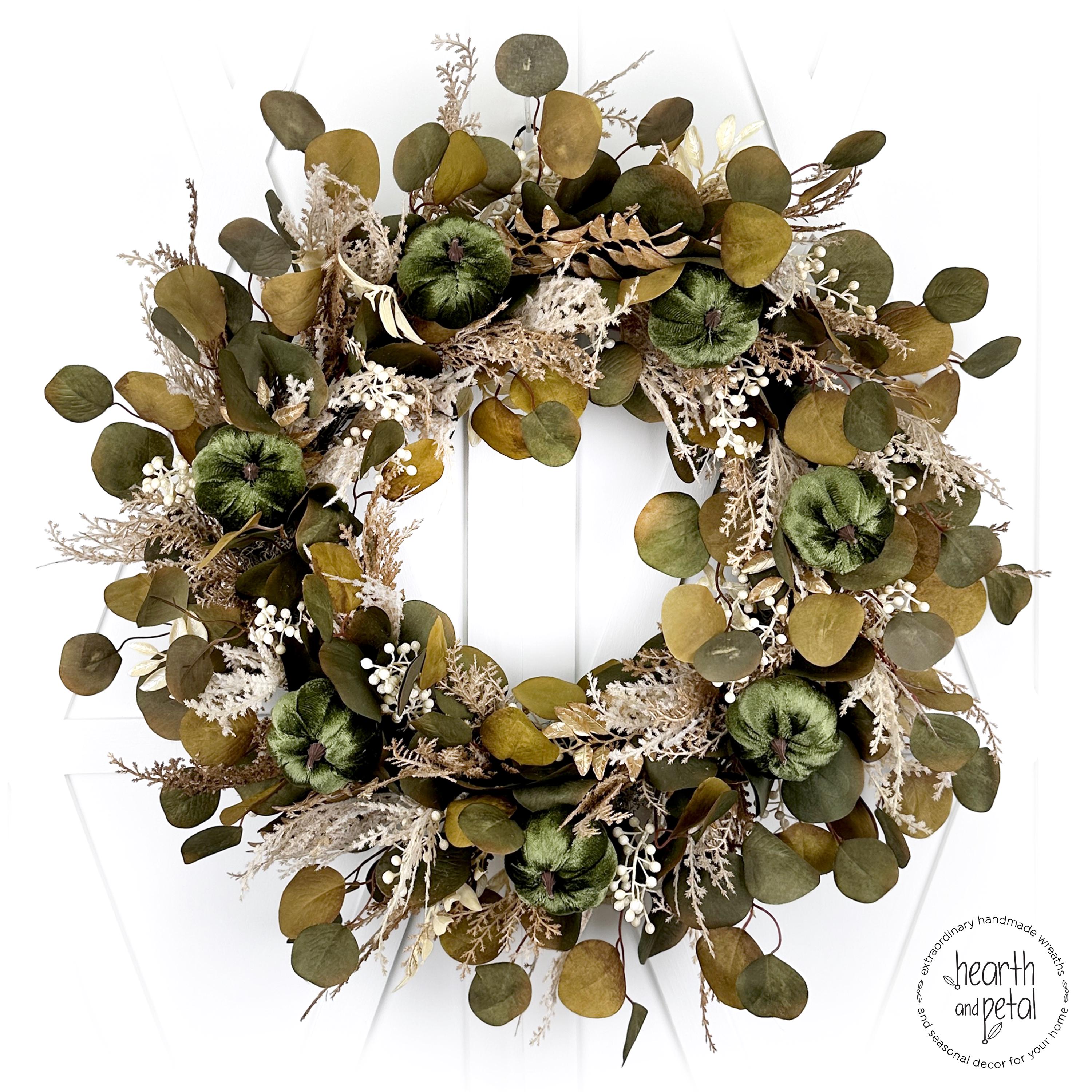 Neutral Boho Eucalyptus Fall Foliage Wreath for Front Door, Autumn ...