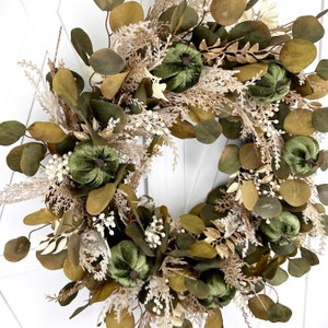 Neutral Boho Eucalyptus Fall Foliage Wreath for Front Door, Autumn ...