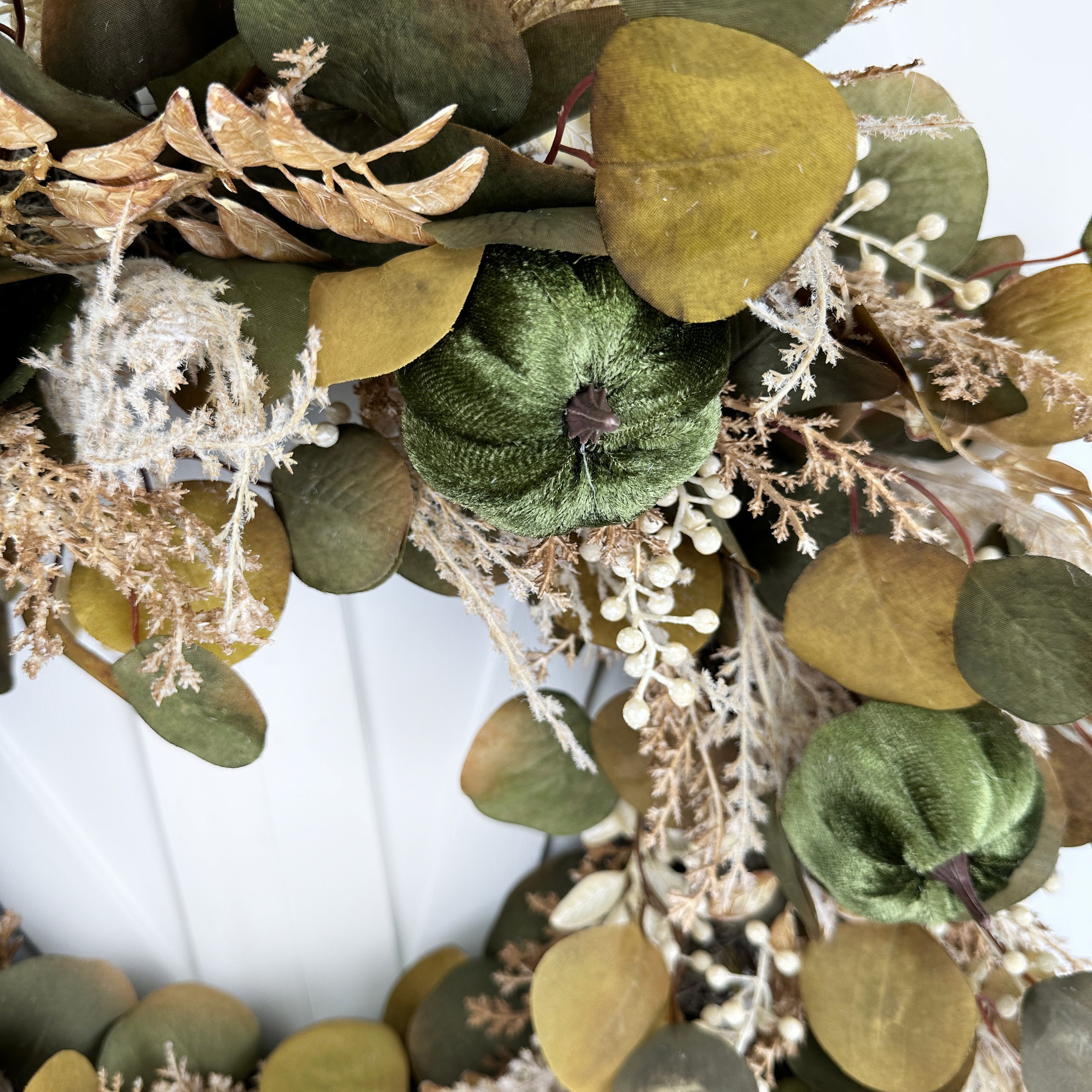 Neutral Boho Eucalyptus Fall Foliage Wreath for Front Door, Autumn ...