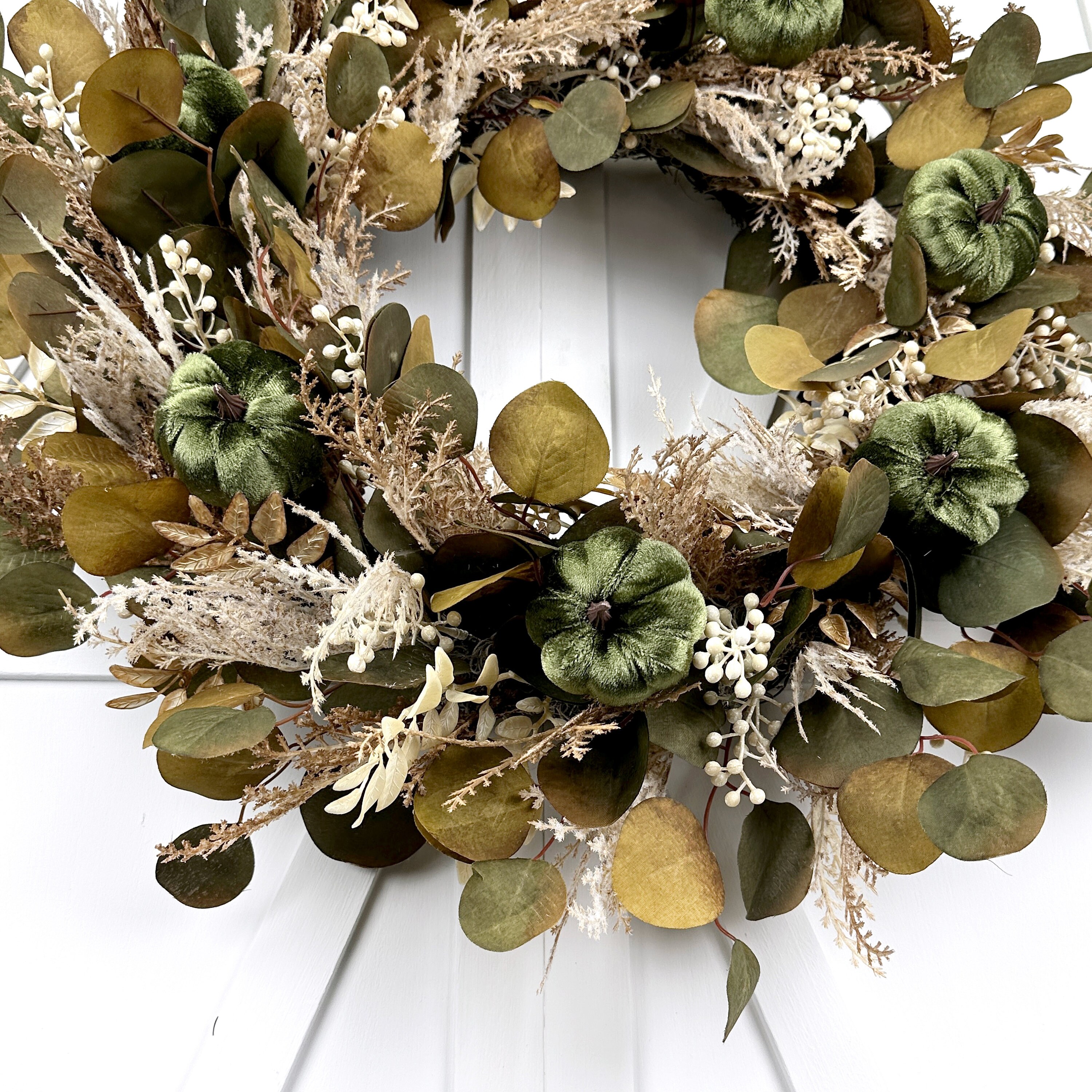 Neutral Boho Eucalyptus Fall Foliage Wreath for Front Door, Autumn ...