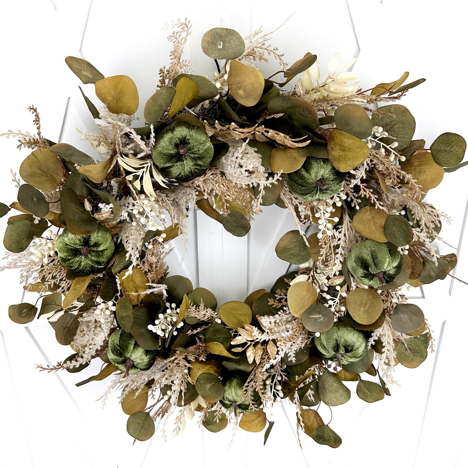 Neutral Boho Eucalyptus Fall Foliage Wreath for Front Door, Autumn ...