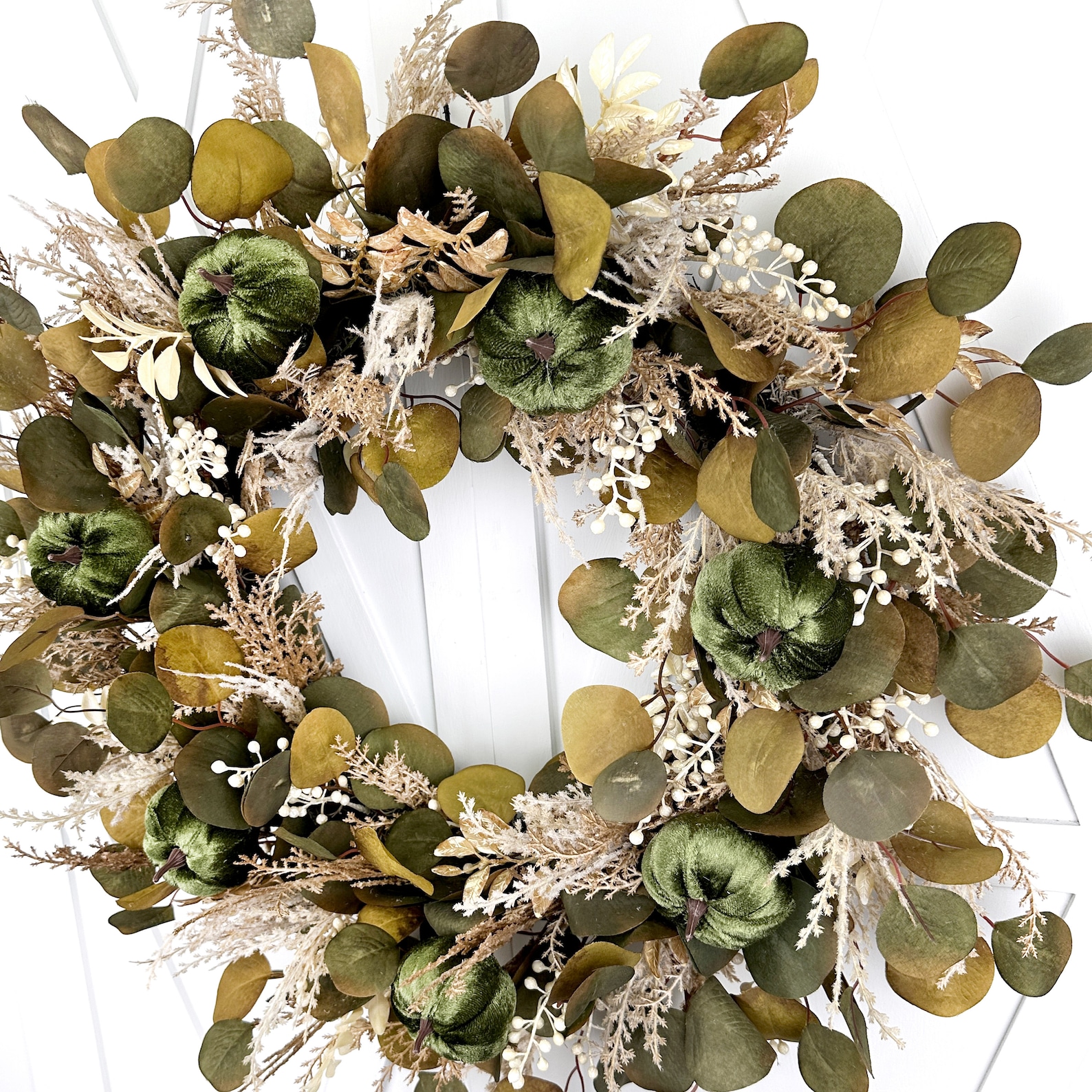 Neutral Boho Eucalyptus Fall Foliage Wreath for Front Door, Autumn ...