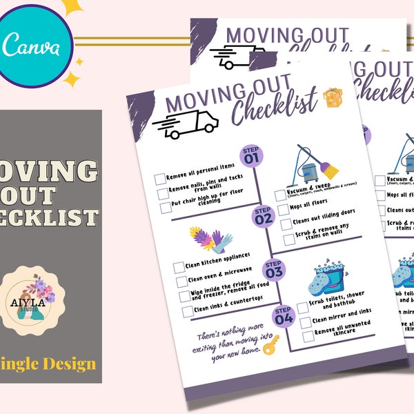 Moving Out Cleaning Checklist | Real Estate Handout | Real Estate Print | Realtor Information | Real Estate Marketing | Canva Checklist