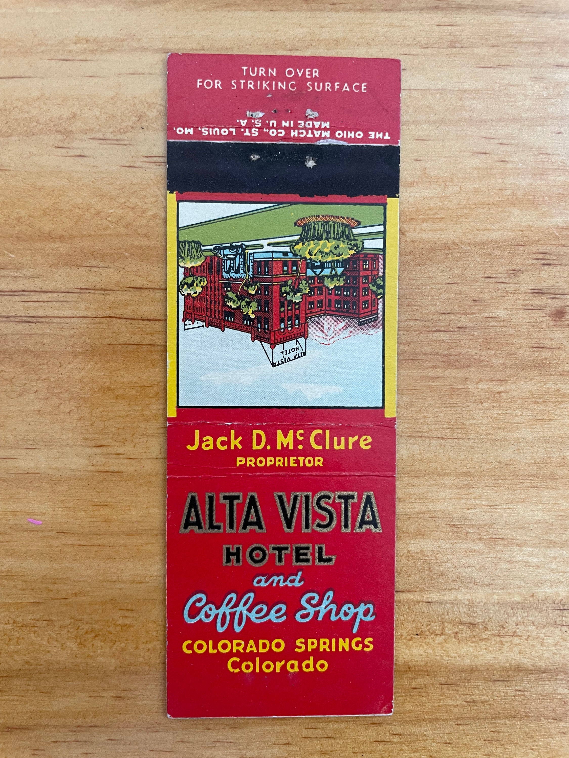 Alta Vista Hotel / Matchbook / No Matches / Coffee Shop / Colorado