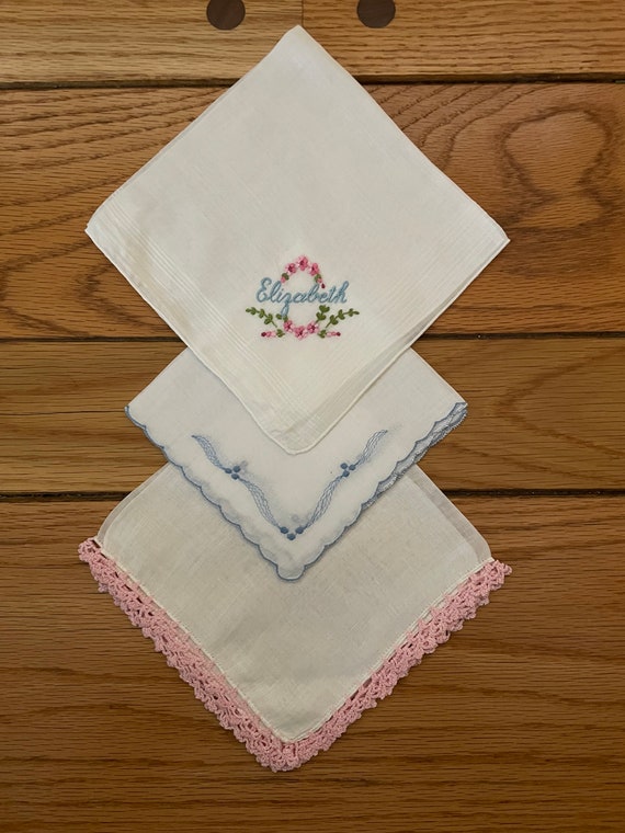 Lot of 3 Vintage Handkerchiefs / Personalized / El