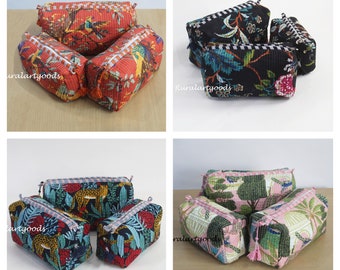 Cotton Handmade Quilted Toiletry Bag Set