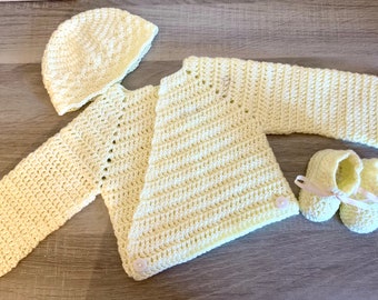 Ensemble brassière, bonnet et chausson 0-3mois unisexe pour bébés