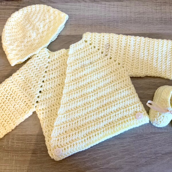 Ensemble brassière, bonnet et chausson 0-3mois unisexe pour bébés