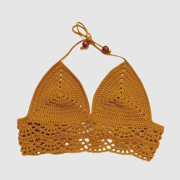 Patron/Pattern top camel crochet - crop top crochet tuto PDF - bralette