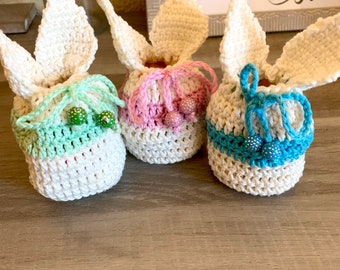 Petite bourse lapin / pochon mignon au crochet / bonbonnières lapin / décoration de Pâques / œufs de Pâques