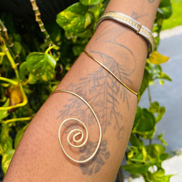 Spiral Gold Copper Arm Cuff, Arm Cuff, Custom Jewelry, Gold Arm Band