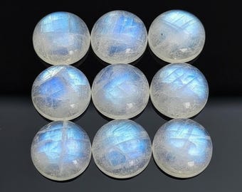 Rainbow Moonstone Round Cabochon : Natural Gemstone for Jewelry