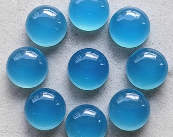 Cabujón de calcedonia azul AAA - Gema redonda. Todos los tamaños.