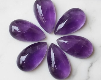 Cabochon met natuurlijke amethist, AAA-kwaliteit platte achterkant, gekalibreerde maten voor het maken van sieraden