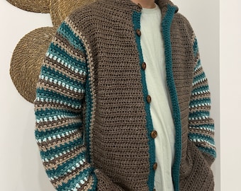 Crochet Cardigan For Men (size S to XXL) | Easy Crochet Pattern, Crochet Cardigan Pattern PDF, Sweater Pattern in English