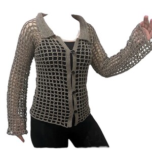 Skywave Crochet Mesh Button Shirt