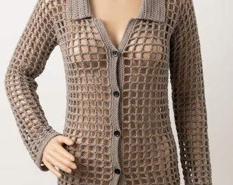 Crochet Mesh Cardigan Pattern, Summer Knit Shrug, Boho Mesh Shirt for Women, Festival Crochet Top, DIY Gift for Knitters, PDF Pattern