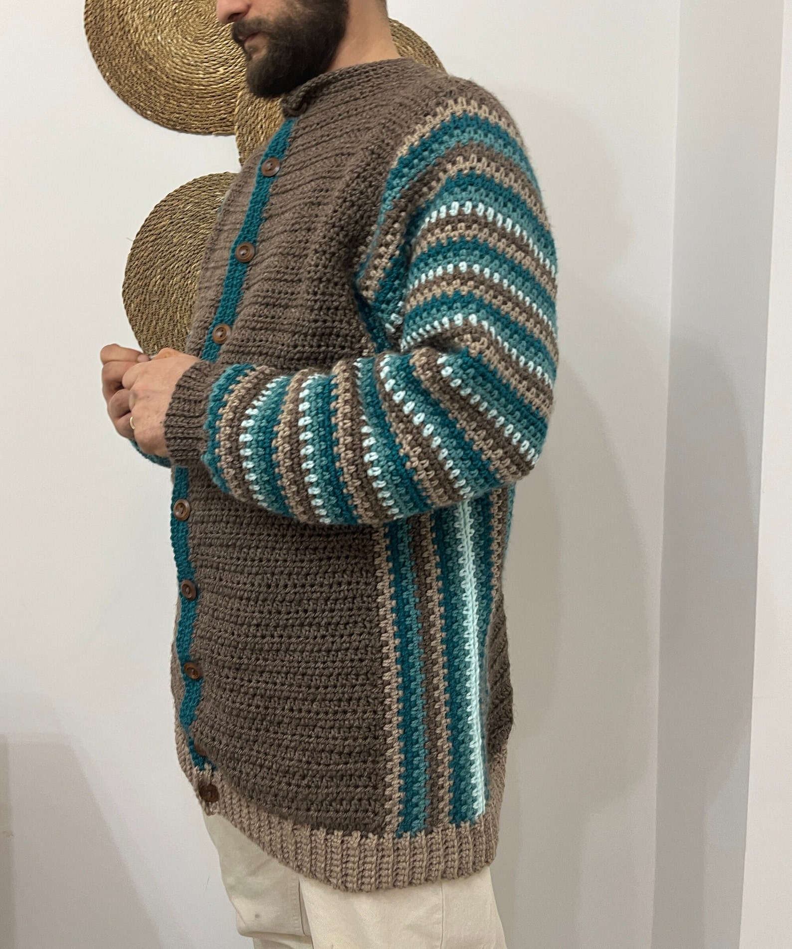 Crochet Cardigan for Men (size S to XXL) | Easy Crochet Pattern