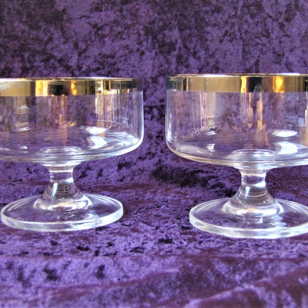 Kristallglas Sektschale * 2 Gläser Silberrand Vintage Dessertschale  Zylinder