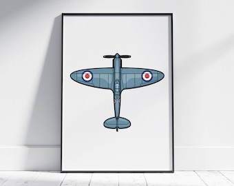 Supermarine Spitfire MK XIX Print, WWII Military Airplane, Aviation Print, Fighter Jet, Airforce, Aircraft Print, Kids Room Decor