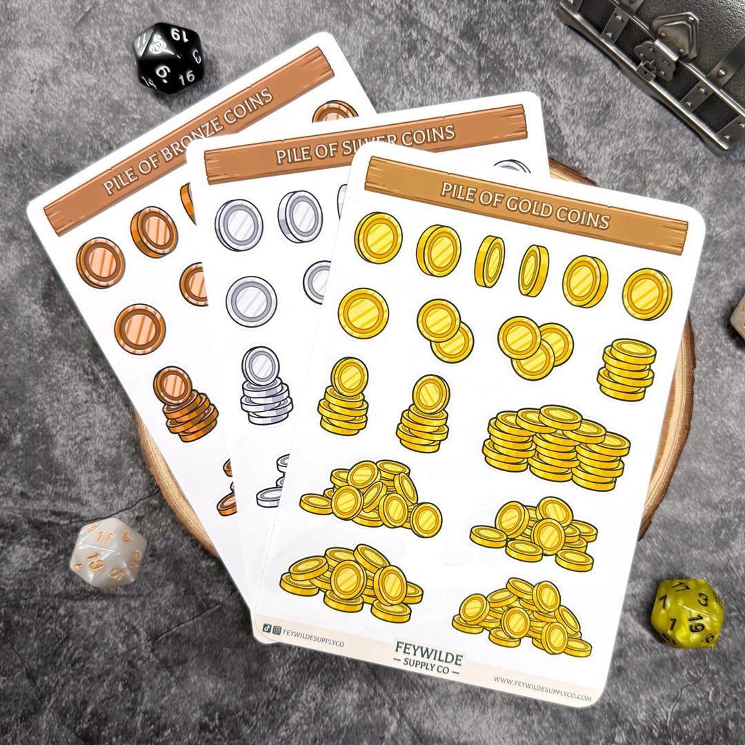 Sticker Coin Quarters Collection of Coins Sticker Sheets | Gold, Silver & Bronze Money ...