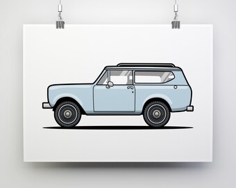 Pale Blue Scout Truck - PRINTABLE ART | Truck Poster, Car Print, Boy Nursery, Kids Bedroom Decor, Vehicle Wall Art, Print at Home | CWSUV003