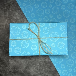 Blue D20 Dice Gift Wrap: Dungeons & Dragons Wrapping Paper