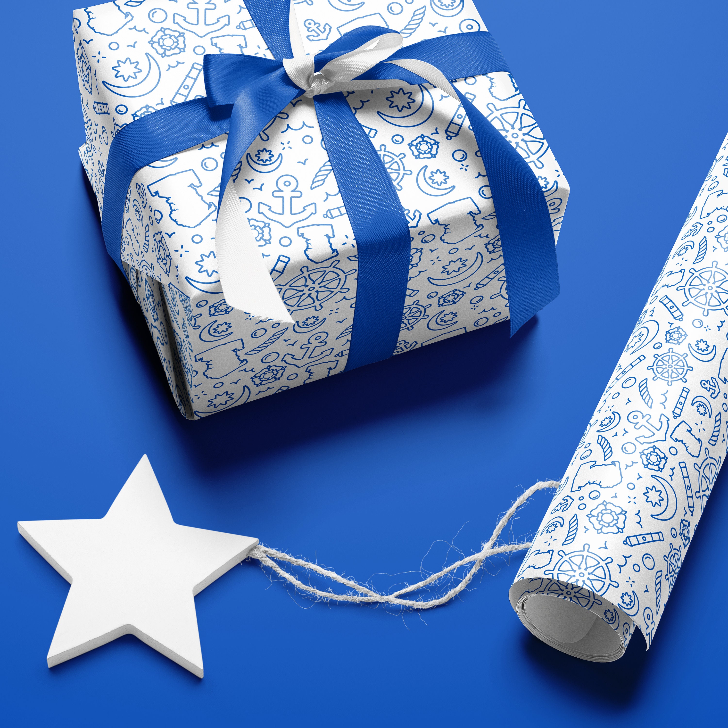 Pompey Pattern Gift Wrapping Portsmouth Gift Wrap, Blue Gift Wrap,  Christmas Wrapping Paper, Gift Wrapping, Large 700 X 500mm Sheet 